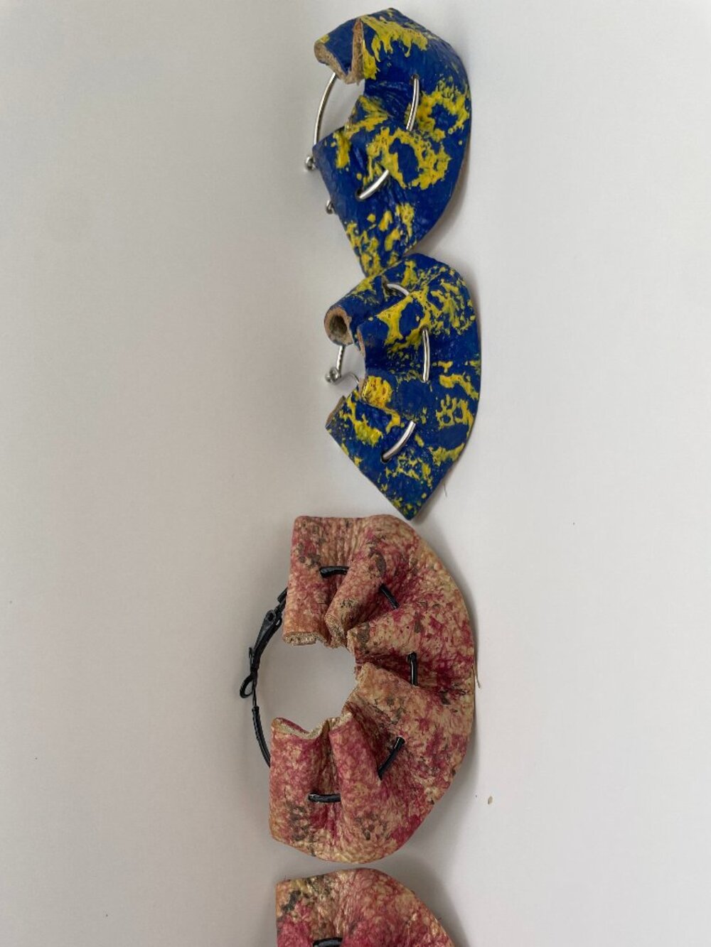 Multicolor Fabric Hoop Earrings Lot 2 Pairs Pink Floral Blue Gold